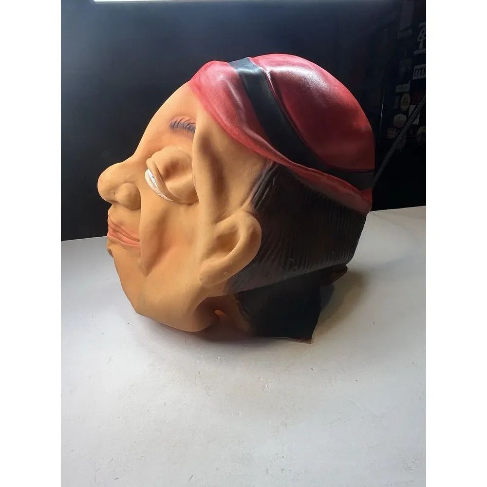 VTG Topstone‎ Ugly Fat Man Bug Eyes Bulging Scary Red Hat Halloween Rubber Mask